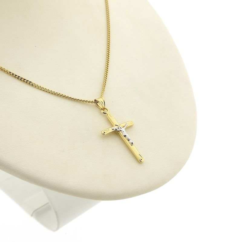 Image 7 of Two-tone gold pendant of a cross with corpus