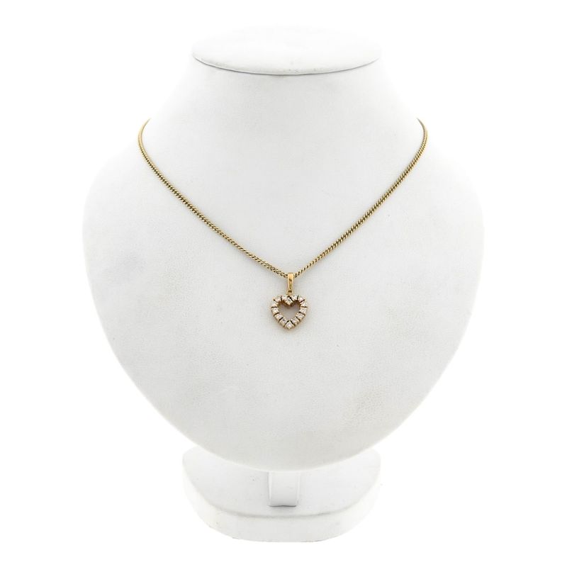 Image 3 of Gold pendant in the shape of a heart with diamonds; 0.49 ct.