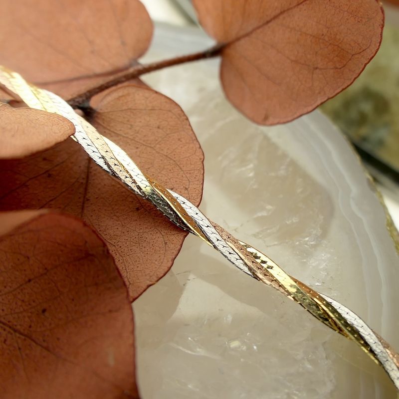 Image 2 of Tricolor gold link bracelet | 19 cm