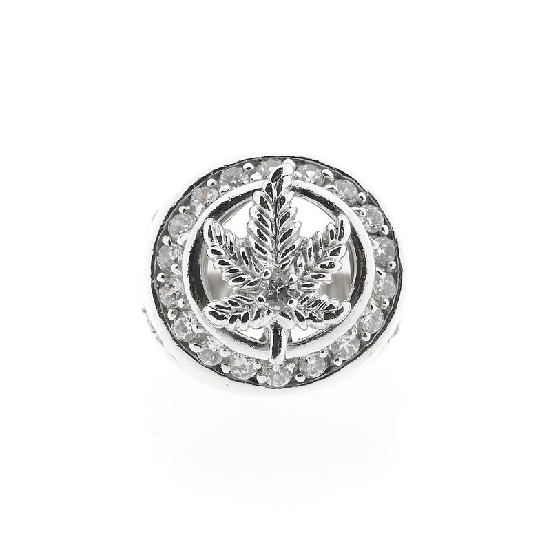 Image 3 of Silver men's ring with zirconia | Cannabis leaf