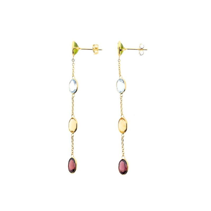 Image 3 of 18K gold stud earrings set with a mix of gemstones