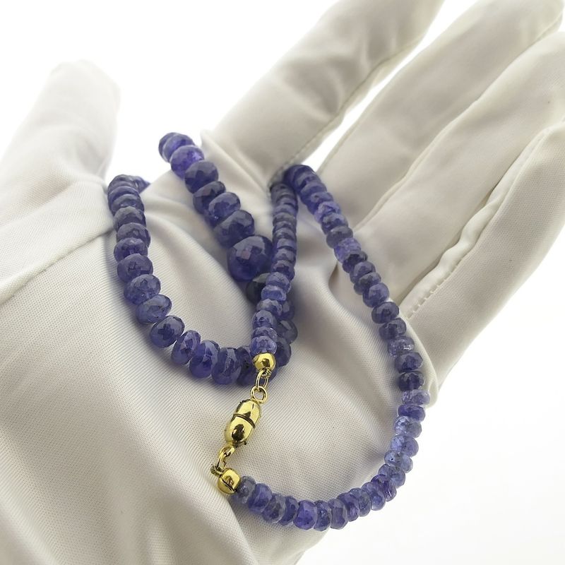 Image 6 of Amethyst bead necklace with gold clasp | 45 cm