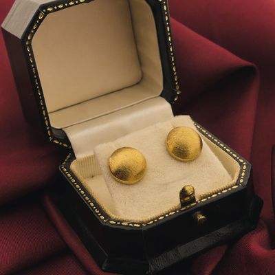 Gold matted stud earrings | Sphere Image 2 of Gold matted stud earrings | Sphere