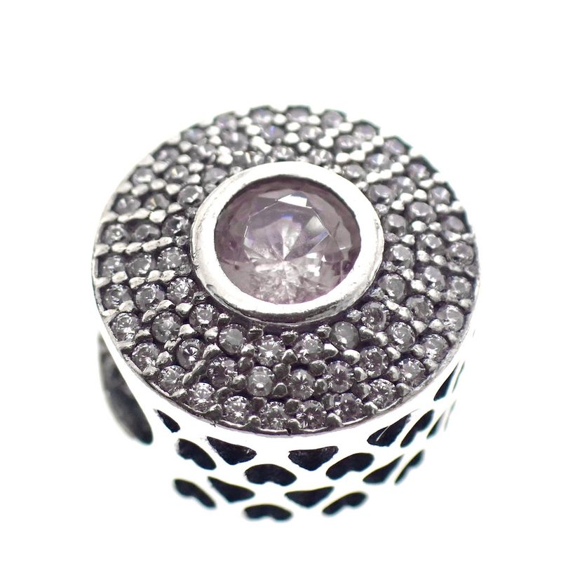 Image 4 of Pandora charm; Silver; Purple Zirconia with Hearts