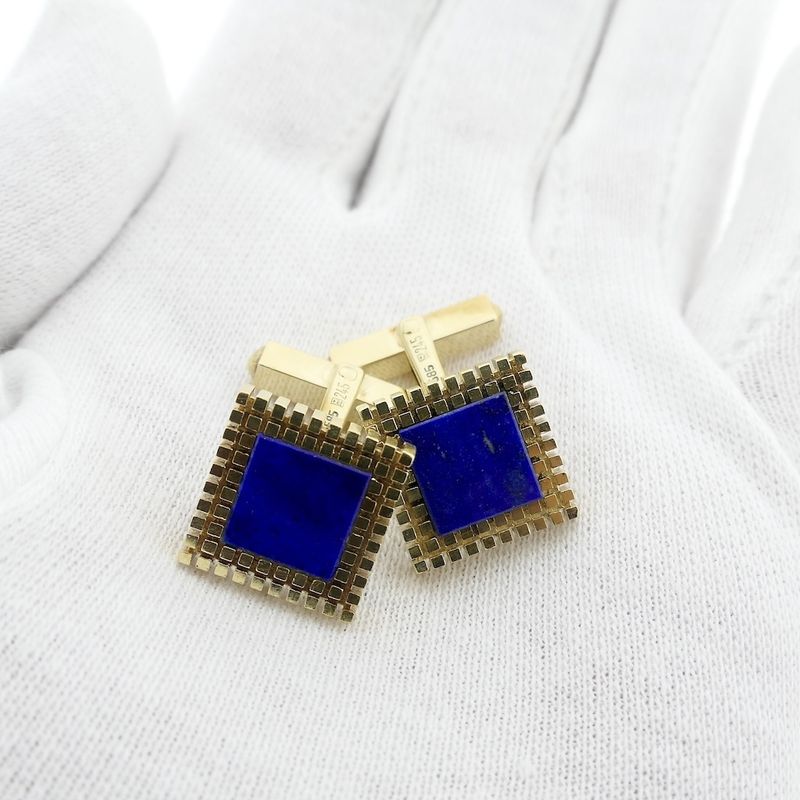 Image 7 of Gold cufflinks with Lapis Lazuli