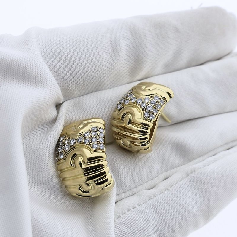 Image 3 of BVLGARI gold earrings with diamonds; 1.32 ct.