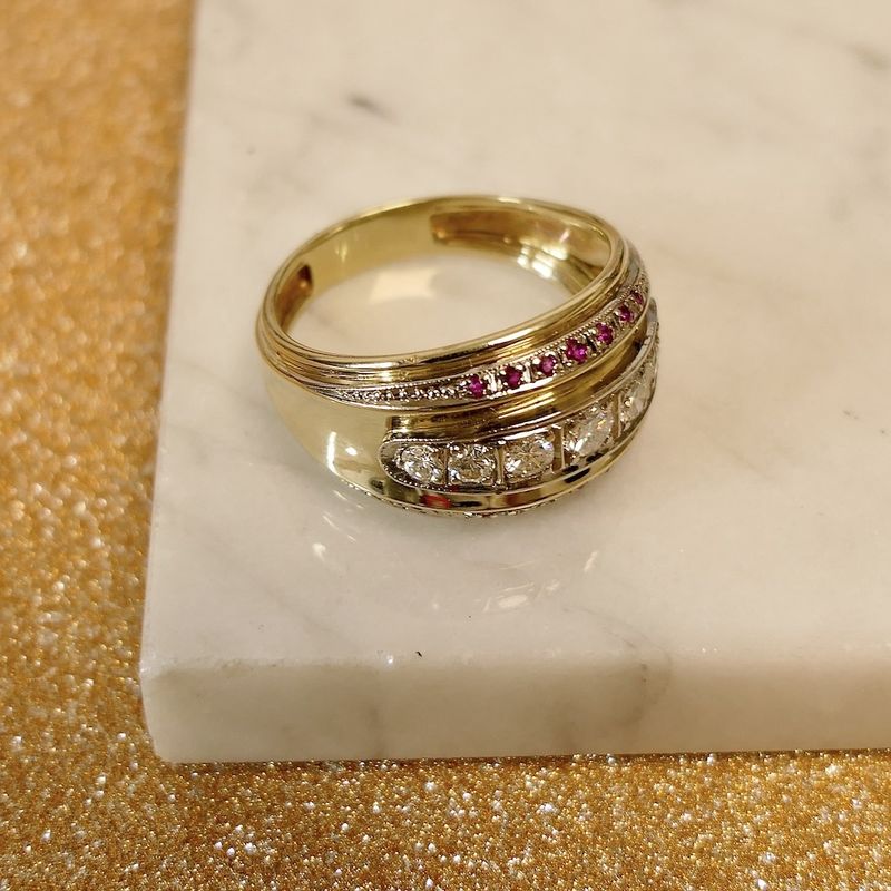 Image 9 of Gold robust ring with ruby ​​and diamond | 0.61 ct.