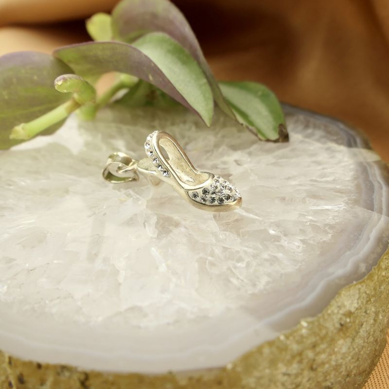 Image 17 of Silver pendant of a women's heel with zirconia