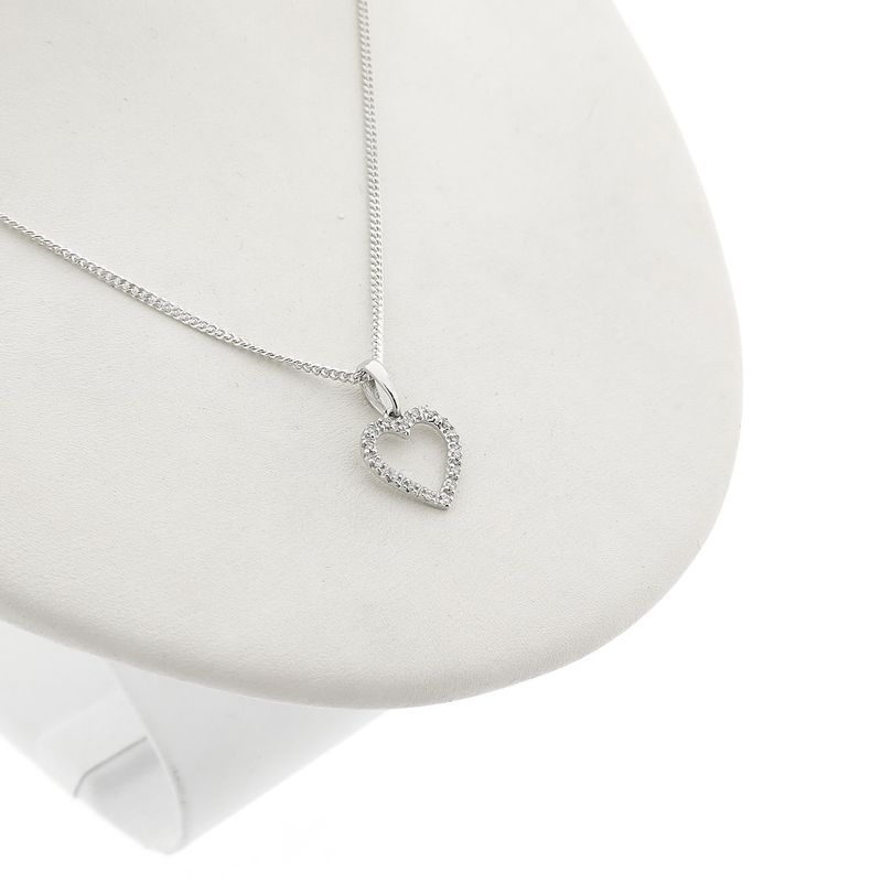 Image 7 of 18-karat white gold heart pendant with 0.08 ct diamond