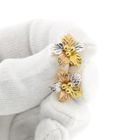 Image 10 of Tricolor gold flower stud earrings