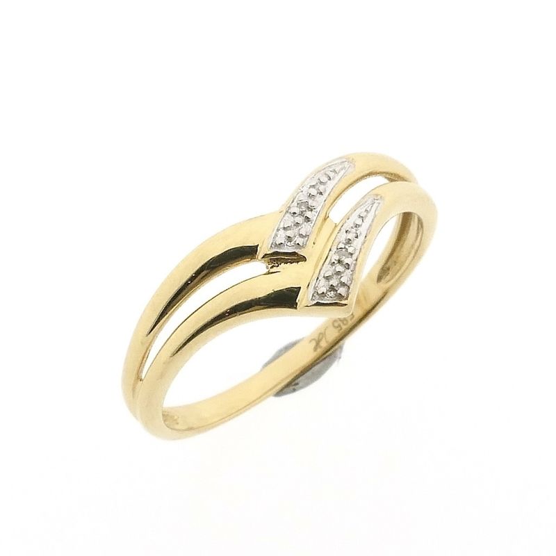 Image 1 of Gold V-shaped ring with diamond | 0.005 ct.