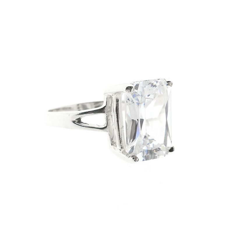 Image 8 of Silver solitaire ring with clear zirconia