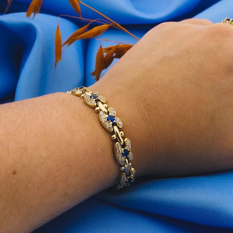 Image 7 of Gold fantasy link bracelet with zirconia