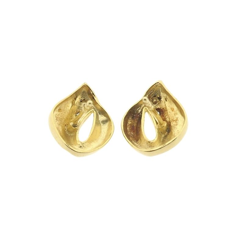 Image 7 of Bicolor gold stud earrings with diamond | 0.01 ct.