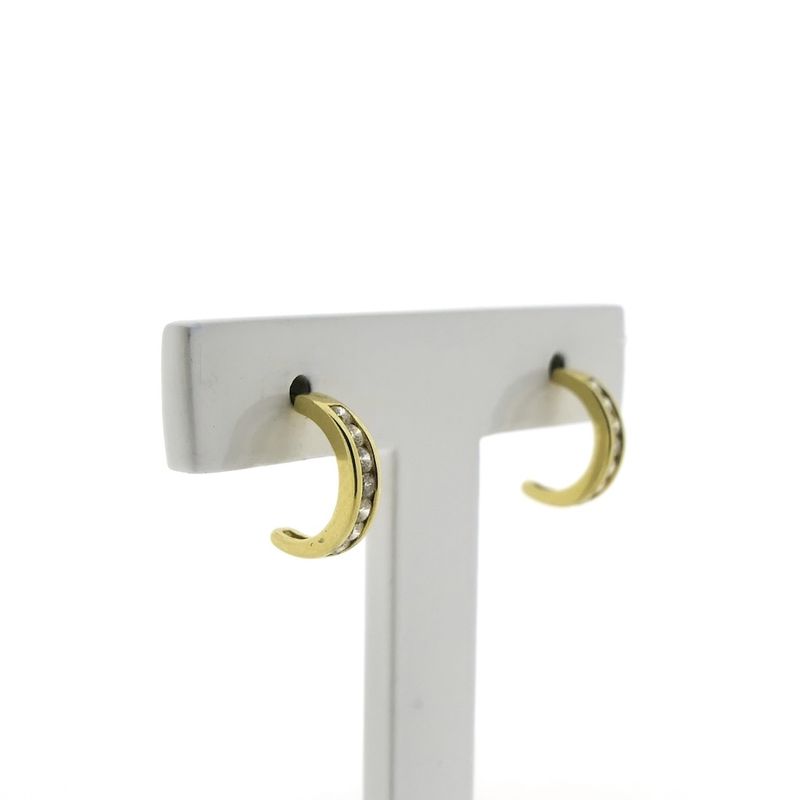 Image 3 of Gold semicircular earrings with zirconia