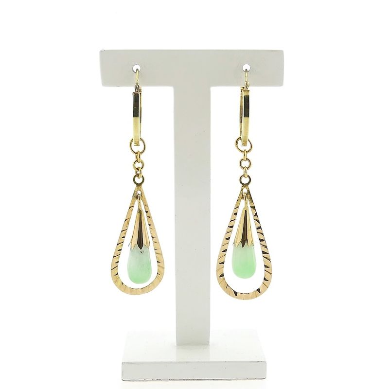 Image 5 of Gold Jade Earrings | Vintage