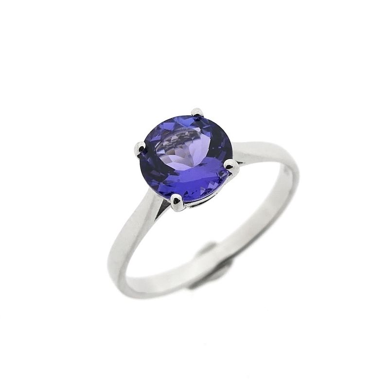 Image 1 of White gold solitaire ring with tanzanite
