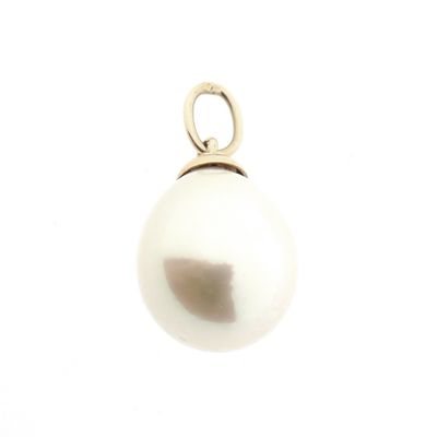 Image 1 of 18 carat gold solitaire pendant with artificial pearl