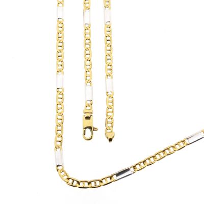 Afbeelding 1 van Bicolor gouden marineschakel ketting | 61,5 cm 