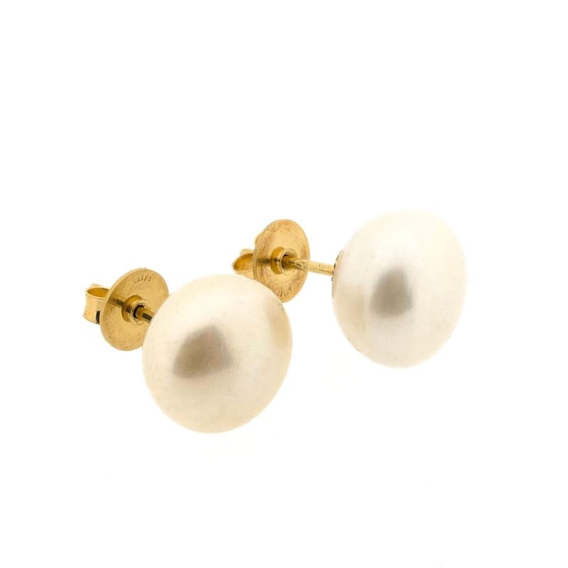 Image 4 of Gold stud earrings with cultured pearl