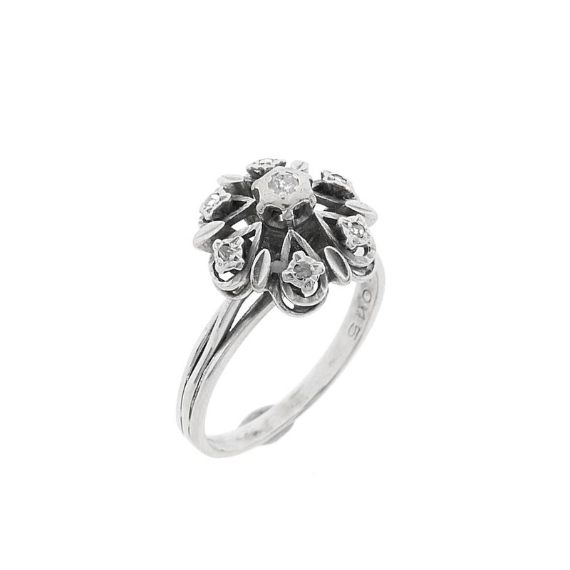 Image 1 of White gold ring set with rose-cut diamonds | 0.45 ct.