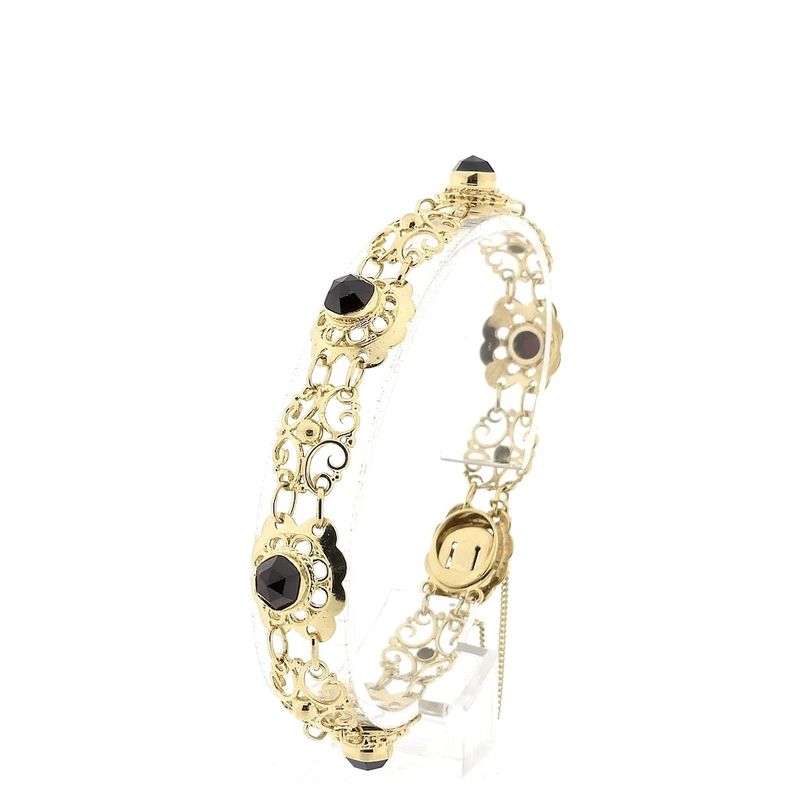 Image 1 of Antique gold boat bracelet with garnet
