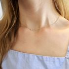 Image 10 of Gold necklace with a fixed diamond pendant; 0.03 ct. | 42 cm