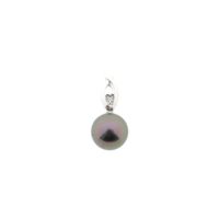 White gold pendant with Tahitian pearl and diamond; 0.01 ct.