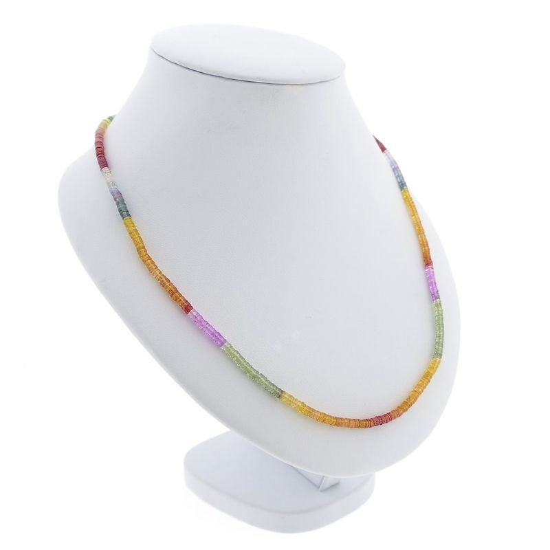 Image 3 of Multicolored sapphire bead necklace with gold clasp | 45 cm