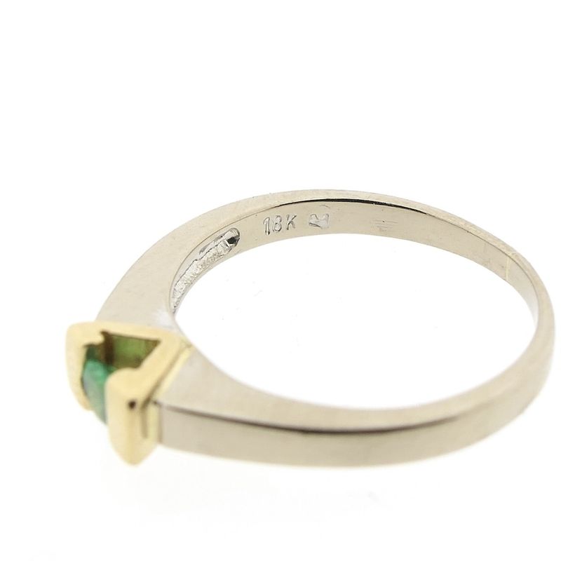 Image 6 of 18 carat bicolor gold ring set with emerald