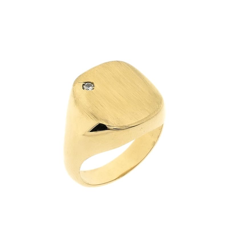 Image 1 of Gold men's signet ring with zirconia