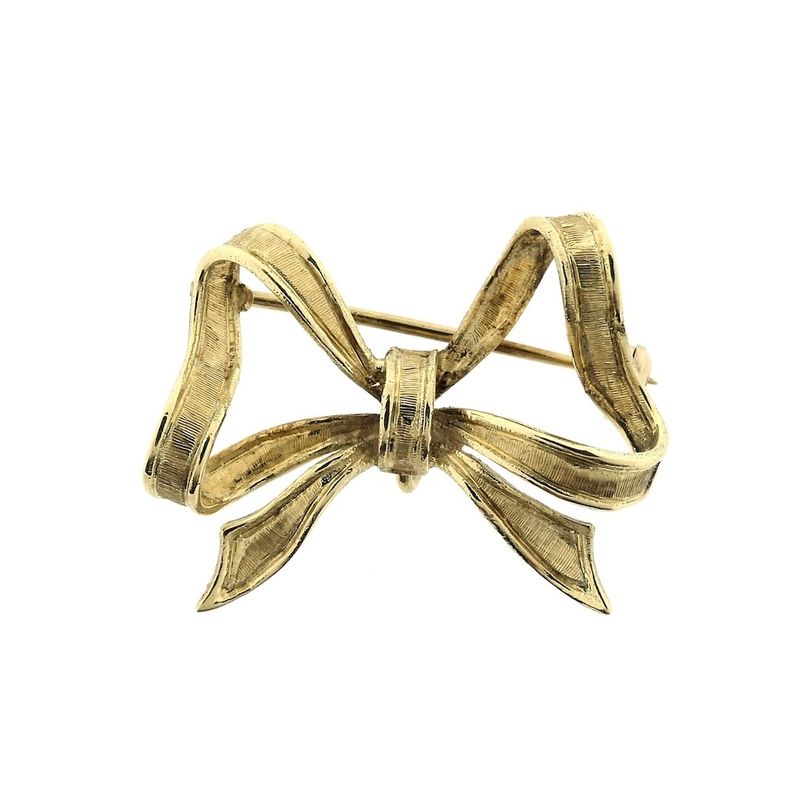 Image 1 of Gold brooch; Bow
