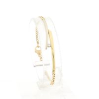 Bicolor Gold Gourmet Link Bracelet with Diamond; 0.05 ct.