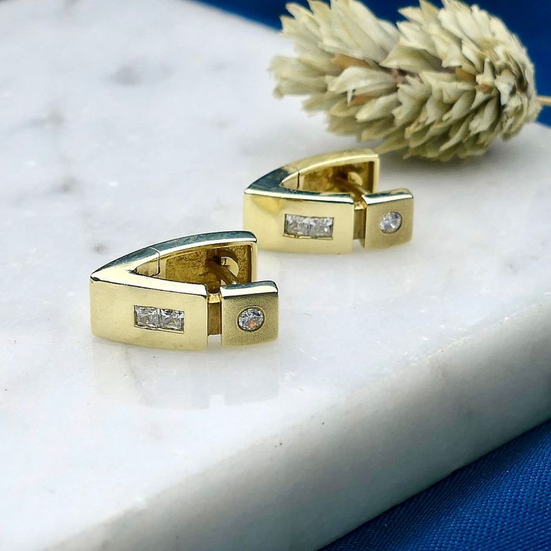 Image 2 of 14 Karat Gold Earrings with Zirconia