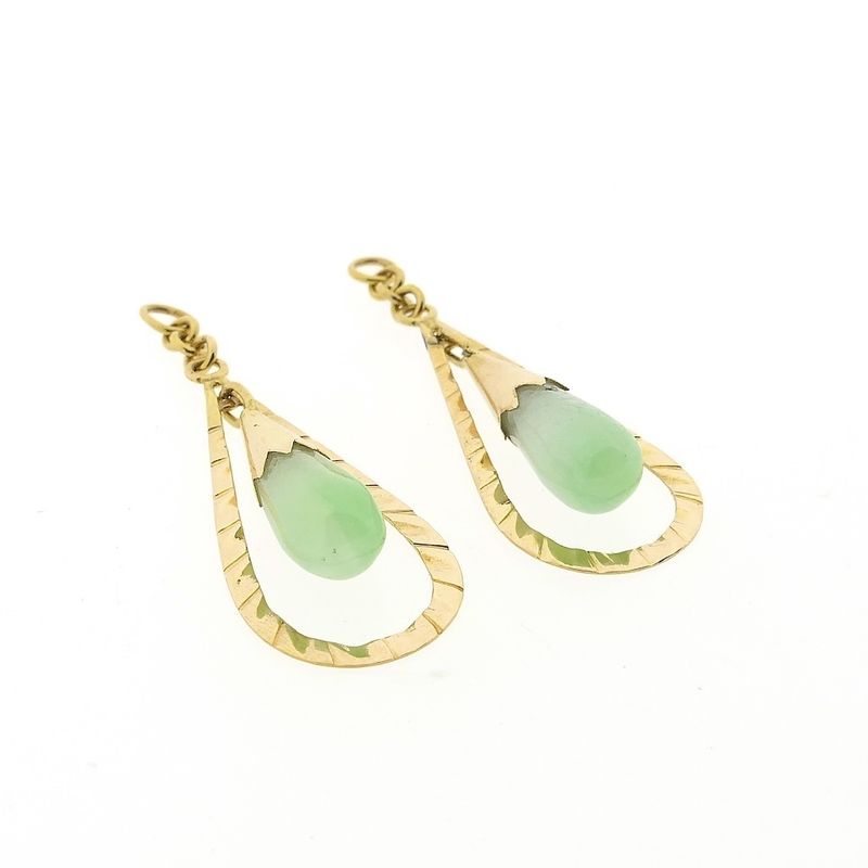 Image 3 of Gold Jade Earrings | Vintage