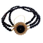 Image 3 of Antique bracelet with onyx and gold decorative clasp
