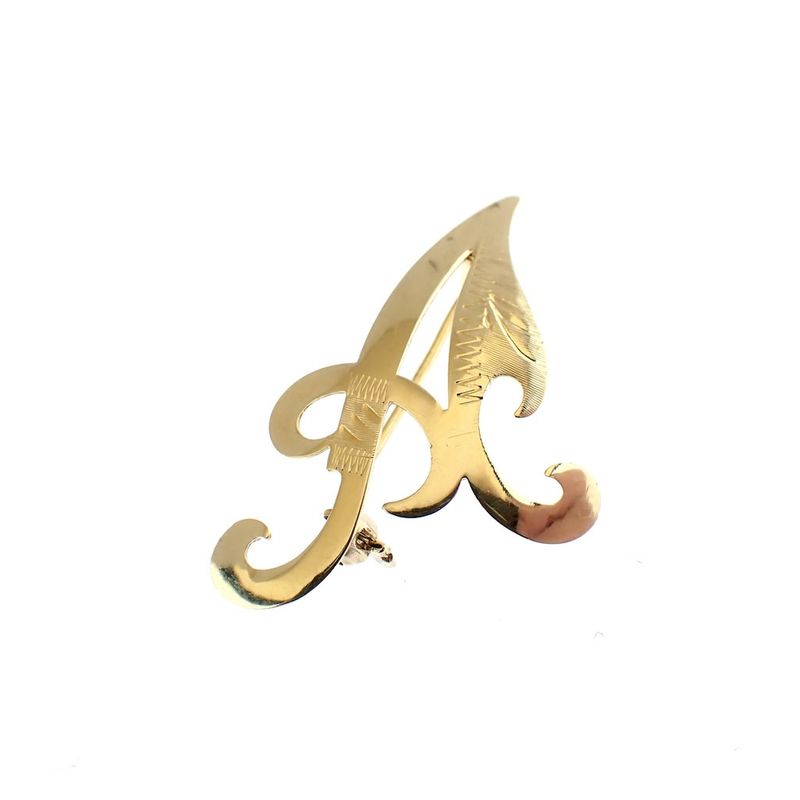 Image 4 of Gold letter brooch; letter A
