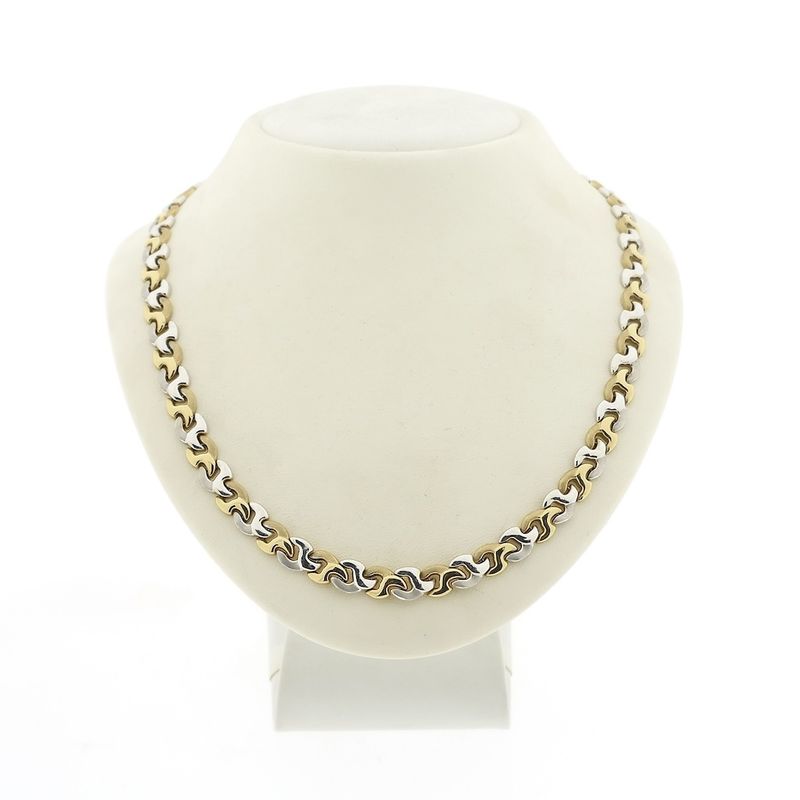 Image 1 of Two-tone gold fantasy link necklace | 41.5 cm