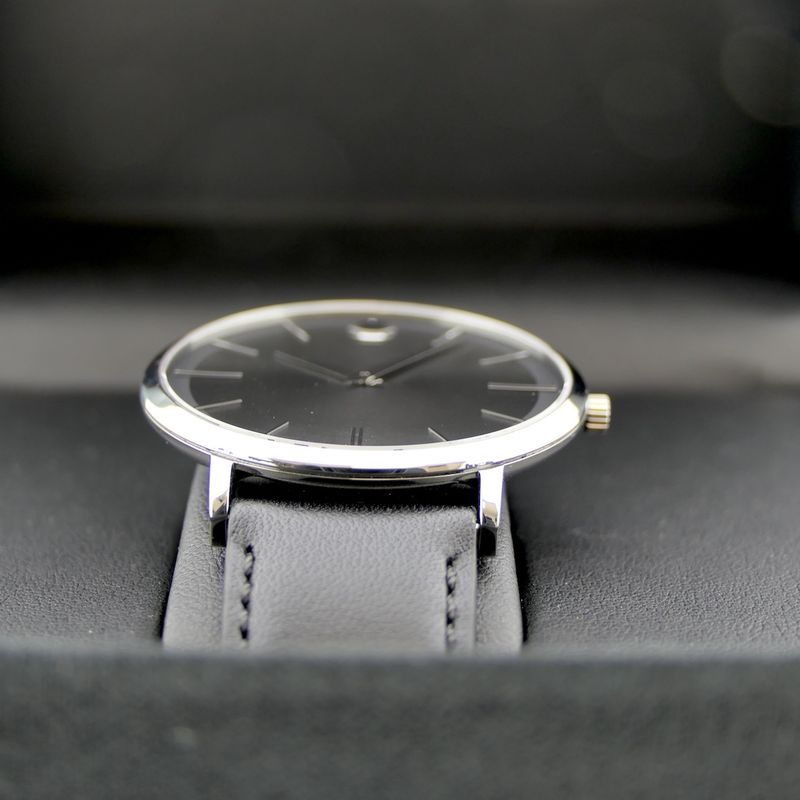 Image 16 of Movado Ulta Slim; Steel men's designer watch with gray dial; 0607086