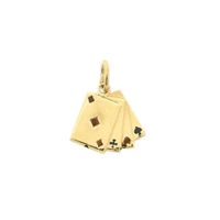 Gold playing card pendant with enamel