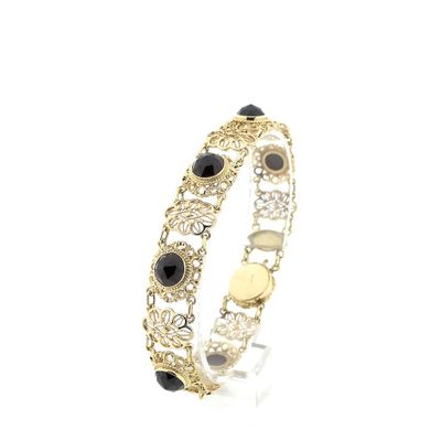 Image 1 of Antique gold boat bracelet with garnet