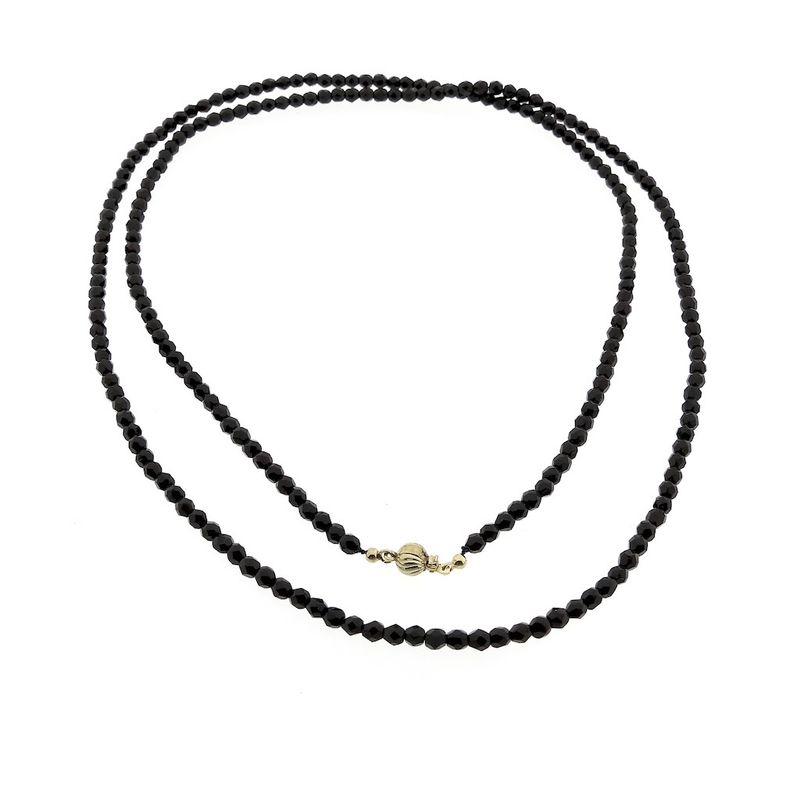 Image 8 of Glass bead necklace/saucer with gold clasp; Antique | 93 cm