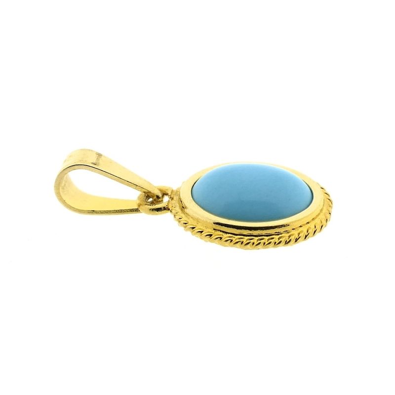Image 6 of Vintage gold pendant with turquoise