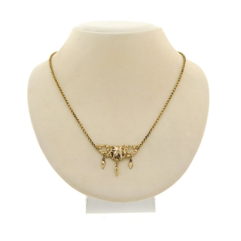 Image 1 of Gold jasseron link chain with fixed pendant