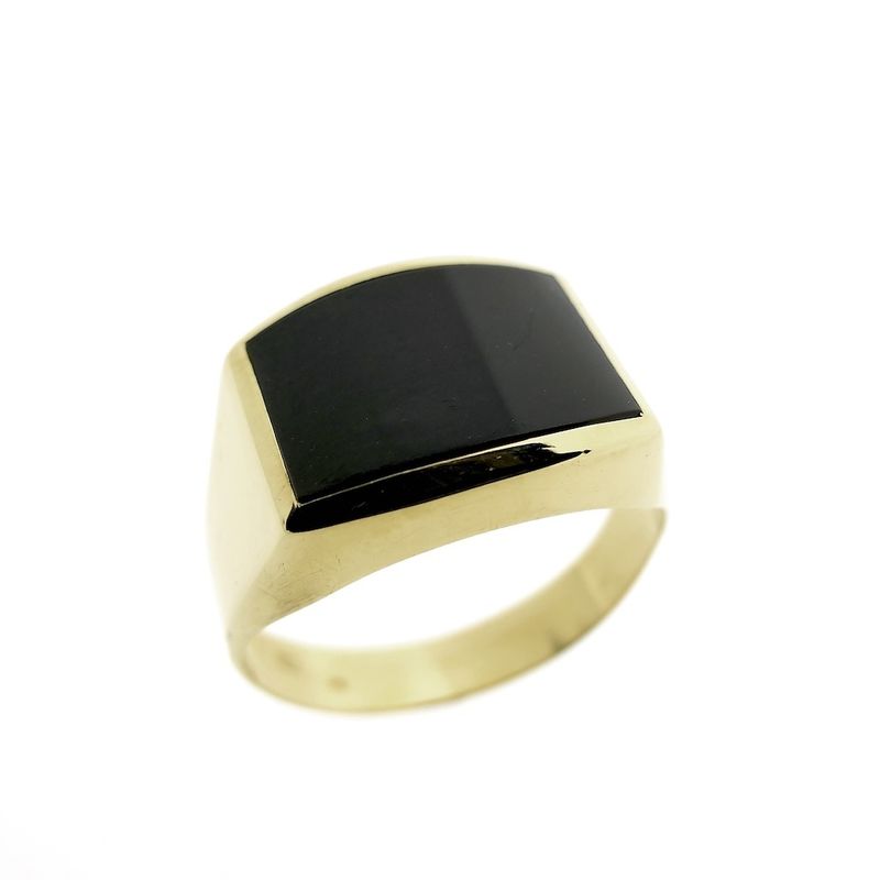 Image 1 of Gold signet ring with onyx