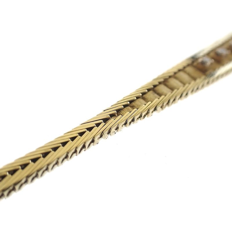 Image 6 of Gold herringbone link bracelet with diamonds; 0.28 ct.