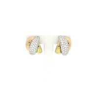 Tricolor gold stud earrings with diamonds; Approx. 3.00 ct.
