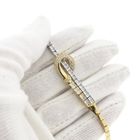 Image 7 of Bicolor Gold Bar Link Bracelet with Zirconia