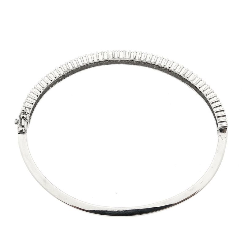 Image 8 of White gold bangle with a cluster of zirconia; Size M/L