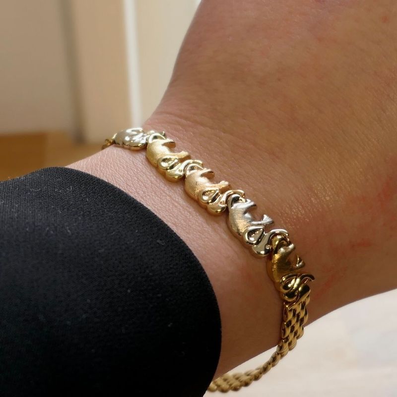 Image 9 of Tricolor gold bracelet with elephants